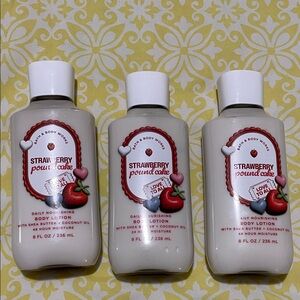 Bath & Body Works 3X Strawberry Pound Cake Body Lotions NWT